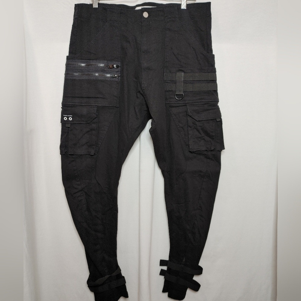 C2H4 Zero Slim Barrel Gravity Tactical Cargo Pants Black Cotton Blend Tapered 36 - Picture 12 of 14